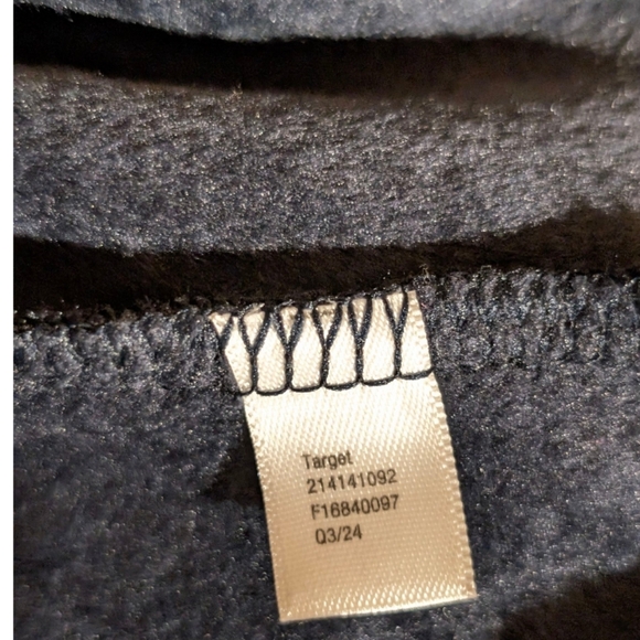 All in Motion Navy Black Velour Ribbed Zip-Up Hoodie Sz M - Picture 5 of 8